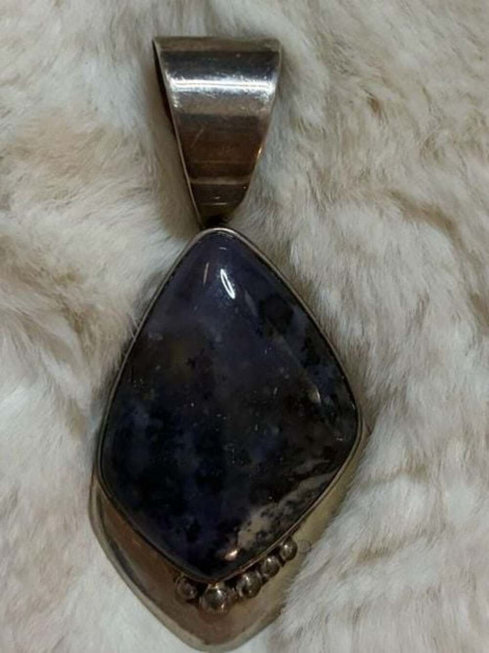 Vintage DR Sterling Silver 925 Tiffany Stone Jasper Geometric Pendant